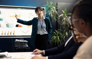 Woman leading strategic meeting