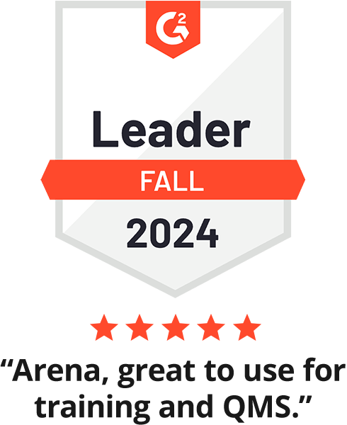 G2 Badge-Leader Summer 2024 “Arena, great to use fortraining and QMS.”